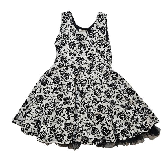 Knitworks Girls 16 White Black Rose Floral Dress Sparkle Easter Sleeveless EUC - Picture 1 of 12